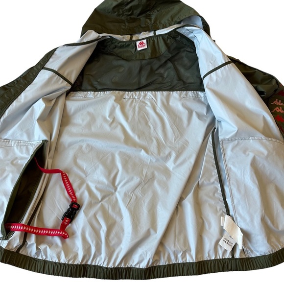 Kappa Mens Hooded Banda Dawson Windbreaker Jacket Green Pink Sz Medium - Picture 4 of 16